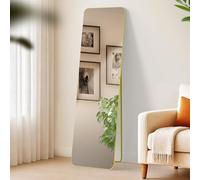 CLP Grande Specchio Gurnee, Specchio da appoggio e Specchio da Parete in Uno, Cornice in Metallo a Specchio a Figura Intera, Colore:Oro Brillare, Dimensione:140x40 cm