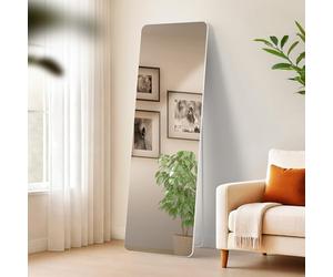 CLP Grande Specchio Gurnee, Specchio da appoggio e Specchio da Parete in Uno, Cornice in Metallo a Specchio a Figura Intera, Colore:Bianco (Opaco), Dimensione:160x50 cm
