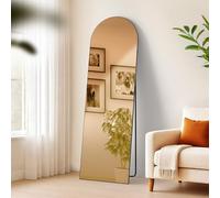 CLP Grande Specchio Moline, Specchio da appoggio e Specchio da Parete in Uno, Cornice in Metallo a Specchio a Figura Intera, Colore:Nero Opaco, Dimensione:160x50 cm