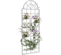 CLP Grigliato Viva in ferro con arco rotondo e supporti integrati, ideale come sostegno per rampicanti in giardino, terrazza e balcone | Colore antico bianco