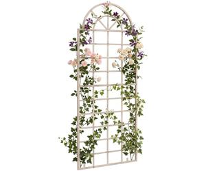 CLP Grigliato Viva in ferro con arco rotondo e supporti integrati, ideale come sostegno per rampicanti in giardino, terrazza e balcone, Colore: antico-crema