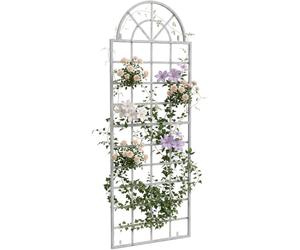 CLP Grigliato Viva in ferro con arco rotondo e supporti integrati, ideale come sostegno per rampicanti in giardino, terrazza e balcone | Colore antico bianco