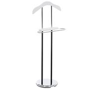 CLP Indossatore da Camera Rodrigo con Piedistallo in Metallo I Servomuto Indossatore Appendiabiti con Gruccia in Legno, Colore:Bianco