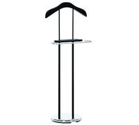 CLP Indossatore da Camera Rodrigo con Piedistallo in Metallo I Servomuto Indossatore Appendiabiti con Gruccia in Legno, Colore:Nero