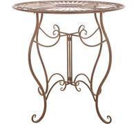 CLP Tavolino Giardino Indra I Tavolino caffè in Ferro Lavorato A Mano I Tavolino Tondo Balcone Rustico Shabby, Colore:Antico Marrone