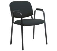 Sedia Visitatore Ken Pro Imbottita In Stoffa I Sedia Conferenza Portata Max 120 KGI Sedia Riunioni In Metallo I Sedia Attesa Con Schienale, Colore:nero