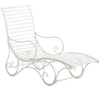 CLP Sdraio da Giardino in Ferro Amiens I Lettino Prendisole Deco Stile Romantico con Braccioli, Colore:Antico Bianco