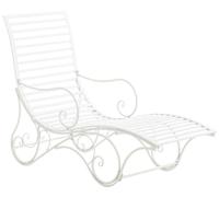 CLP Sdraio da Giardino in Ferro Amiens I Lettino Prendisole Deco Stile Romantico con Braccioli, Colore:Bianco