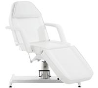 CLP Lettino Idraulico Centri Estetici in Similpelle Regolabile 60-75 CMI Letto Idraulico Massaggi Reclinabile con Braccioli, Colore:Bianco