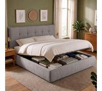 CLP Letto 180x200 con Contenitore Mirka Struttura per Materasso Rete con Sollevamento Letto Imbottito in Tessuto Fino a 300 kg, Colore:Grigio