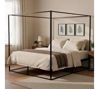 CLP Letto a Baldacchino Batoni, Letto Matrimoniale per Adulti, Struttura e Rete in Metallo Nero, Letto Stabile, Dimensione:180 x 200 cm