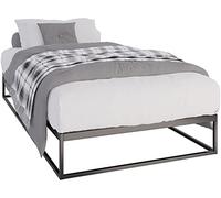 CLP Letto in Metallo Scala con Struttura a doghe I Letto Moderno con Struttura Robusta, Colore:Nero, Dimensione:200x100x25 cm