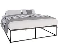 CLP Letto in Metallo Scala con Struttura a doghe I Letto Moderno con Struttura Robusta, Colore:Nero, Dimensione:200x180x46 cm