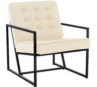 CLP Lounger Avon Velvet - Sedia da lettura con rivestimento in velluto trapuntato e robusta struttura in metallo, Colore:crema