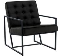 CLP Lounger Avon Velvet - Sedia da lettura con rivestimento in velluto trapuntato e robusta struttura in metallo, Colore:nero