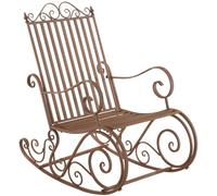 CLP Mecedora Relax Silla Smilla, resistente al clima para jardín, estructura de metal, estilo rústico, sillón de exterior, Color:marrón