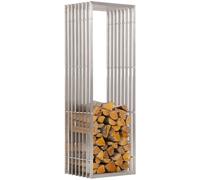 CLP Porta legna in metallo Irving - Acciaio inox, robusto, fatto a mano, panca - 40x50x150 cm