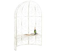 CLP Padiglione Giardino con Panca Rosie I Gazebo Padiglione in Ferro I Pergola A Semiluna Portata Max 200 kg, Colore:Antico-Crema