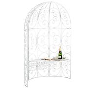 CLP Padiglione Giardino con Panca Rosie I Gazebo Padiglione in Ferro I Pergola A Semiluna Portata Max 200 kg, Colore:Antico Bianco