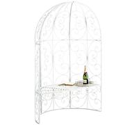 CLP Padiglione Giardino con Panca Rosie I Gazebo Padiglione in Ferro I Pergola A Semiluna Portata Max 200 kg, Colore:Bianco