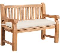 CLP Panca da Giardino Daxon in Teak, Resistente alle Intemperie, con Cuscino, 2-4 Posti, Robusta e Facile Manutenzione, per Terrazzo e Balcone Colore:crema;Dimensione:120 cm