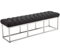CLP Panca Design Chesterfield Amun in Stoffa E Acciaio Inox I Panchina Ingresso Corridoio Capitonné Casa O Ufficio Elegante, Colore:Grigio Scuro, Dimensione:150 cm