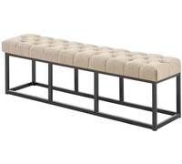 CLP Panca Design Chesterfield Amun In Stoffa E Metallo Nero Opaco I Panchina Ingresso Capitonné I Panchina Corridoio Casa O Ufficio, Colore:tortora, Dimensione:150 cm
