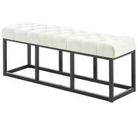 CLP Panca Design Chesterfield Amun in Stoffa E Metallo Nero Opaco I Panchina Ingresso Capitonné I Panchina Corridoio Casa O Ufficio, Colore:Crema, Dimensione:120 cm
