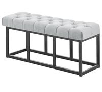 CLP Panca Design Chesterfield Amun in Stoffa E Metallo Nero Opaco I Panchina Ingresso Capitonné I Panchina Corridoio Casa O Ufficio, Colore:Grigio, Dimensione:100 cm