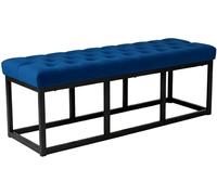 CLP Panca Polson Velluto con Base in Metallo I Panca Imbottita Trapuntata, Colore:Blu, Dimensione:120 cm
