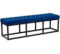 CLP Panca Polson Velluto con Base in Metallo I Panca Imbottita Trapuntata, Colore:Blu, Dimensione:150 cm