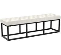 CLP Panca Polson Velluto con Base in Metallo I Panca Imbottita Trapuntata, Colore:Crema, Dimensione:150 cm