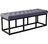 CLP Panca Polson Velluto con Base in Metallo I Panca Imbottita Trapuntata, Colore:Grigio, Dimensione:120 cm