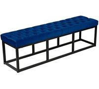 CLP Panca Polson Velluto con Base in Metallo I Panca Imbottita Trapuntata, Colore:Blu, Dimensione:150 cm