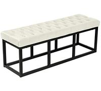 CLP Panca Polson Velluto con Base in Metallo I Panca Imbottita Trapuntata, Colore:Crema, Dimensione:120 cm