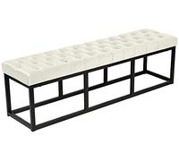 CLP Panca Polson Velluto con Base in Metallo I Panca Imbottita Trapuntata, Colore:Crema, Dimensione:150 cm
