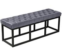 CLP Panca Polson Velluto con Base in Metallo I Panca Imbottita Trapuntata, Colore:Grigio, Dimensione:120 cm
