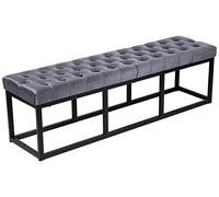 CLP Panca Polson Velluto con Base in Metallo I Panca Imbottita Trapuntata, Colore:Grigio, Dimensione:150 cm