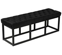 CLP Panca Polson Velluto con Base in Metallo I Panca Imbottita Trapuntata, Colore:Nero, Dimensione:120 cm