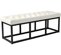 CLP Panca Polson, Moderna, Struttura Nera, Velluto, Trapuntata, Protezioni per Pavimenti, Design, Colore:Crema, Dimensione:120 cm