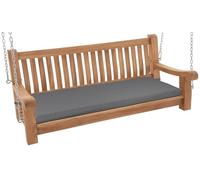 CLP Panchina a Dondolo Joyce con Cuscino, Teak Massiccio Resistente alle intemperie, con braccioli e Catene, panchina da Giardino terrazza e Bal, Colore:Grigio Scuro, Dimensione:136x48x8 cm