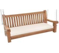 CLP Panchina a Dondolo Joyce con Cuscino, Teak Massiccio Resistente alle intemperie, con braccioli e Catene, panchina da Giardino terrazza e Bal, Colore:Crema, Dimensione:136x48x8 cm