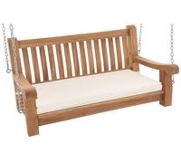 CLP Panchina a Dondolo Joyce con Cuscino, Teak Massiccio Resistente alle intemperie, con braccioli e Catene, panchina da Giardino terrazza e Bal, Colore:Crema, Dimensione:106x48x8 cm
