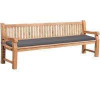 CLP Panchina da Giardino in Teak Jackson con Cuscino Resistente alle Intemperie con Schienale 3 Posti, Robusta e Facile, Colore:Grigio Scuro, Dimensione:226x48x8 cm