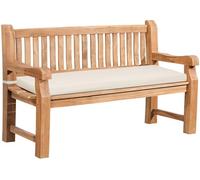 CLP Panchina da Giardino in Teak Jackson con Cuscino Resistente alle Intemperie con Schienale 3 Posti, Robusta e Facile, Colore:Crema, Dimensione:136x48x8 cm