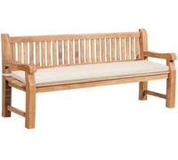 CLP Panchina da Giardino in Teak Jackson con Cuscino Resistente alle Intemperie con Schienale 3 Posti, Robusta e Facile, Colore:Crema, Dimensione:186x48x8 cm