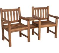 CLP Panchina da Giardino Resistente alle intemperie Briony, Set 2 posti con tavolino, in Teak per Balcone e Giardino Colore Teak