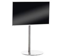 CLP Piedistallo TV Universale in Acciaio Inox O Nero Opaco I Stand Televisione Universale 32-65'' A Sospensione, Colore:Acciaio Inossidabile, Forma:Rotondo
