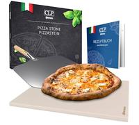 CLP Pietra Per Pizza Cordierit Con Ricettario I Per Forno E Grill 38x30 CM I Singolarmente O Come Set Con Buccia Per Pizza E Taglierino, Contenuto del set:Pietra per pizza+slider