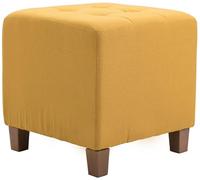 CLP Poggiapiedi Divano Pharao I Sgabello Pouf Capitonné Imbottito In Stoffa I Sgabello Basso Salotto Piedini in Legno, Colore:giallo